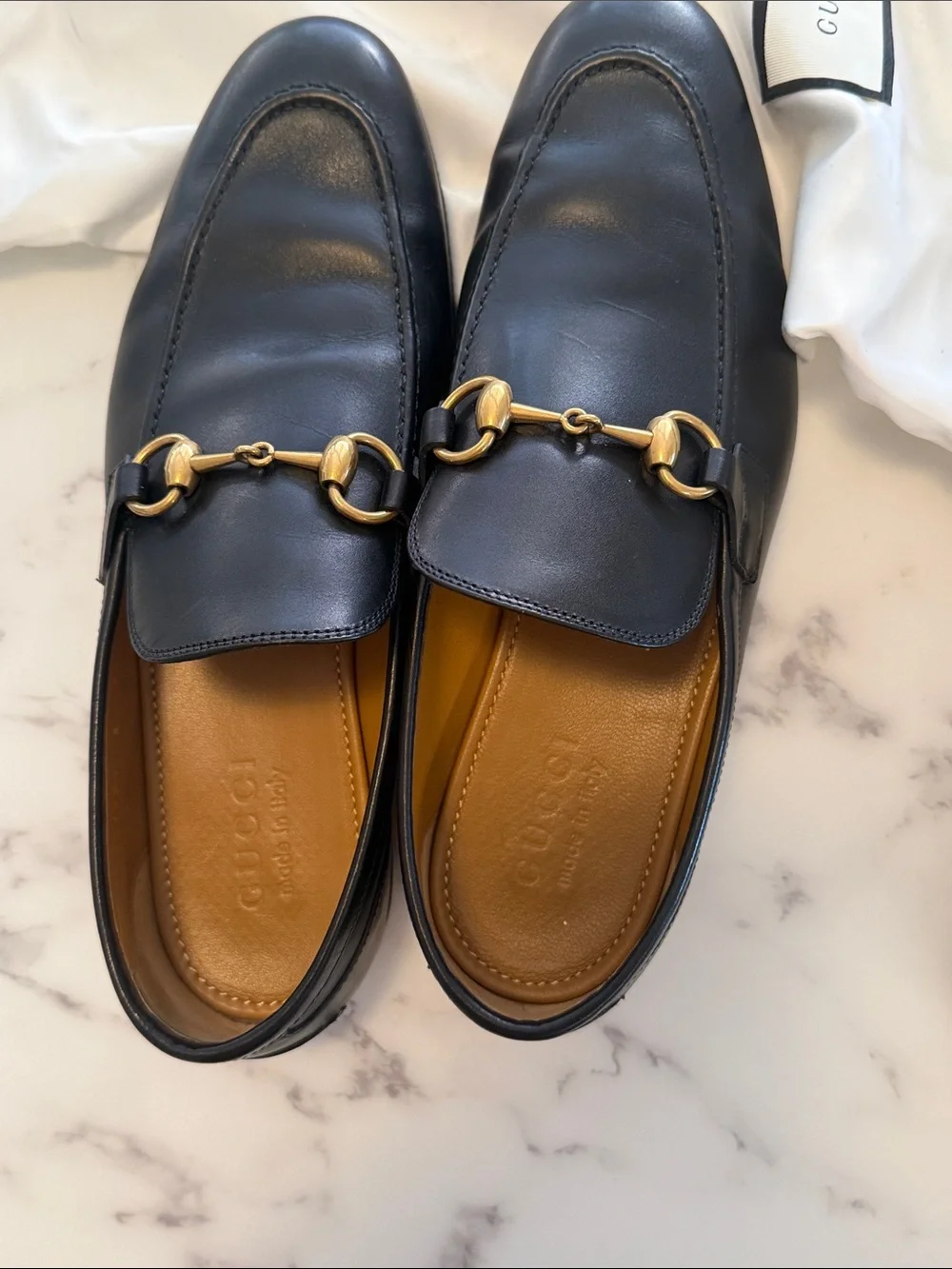 Gucci Black Leather Horsebit Jordan Slip-On Loafers size UK 6 US 7